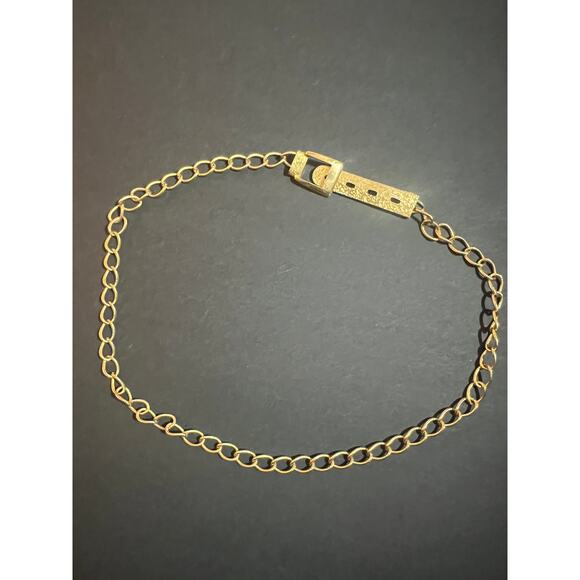 Vintage Belt, Gold, Brass Buckle, 70s 80s, Chain Belt